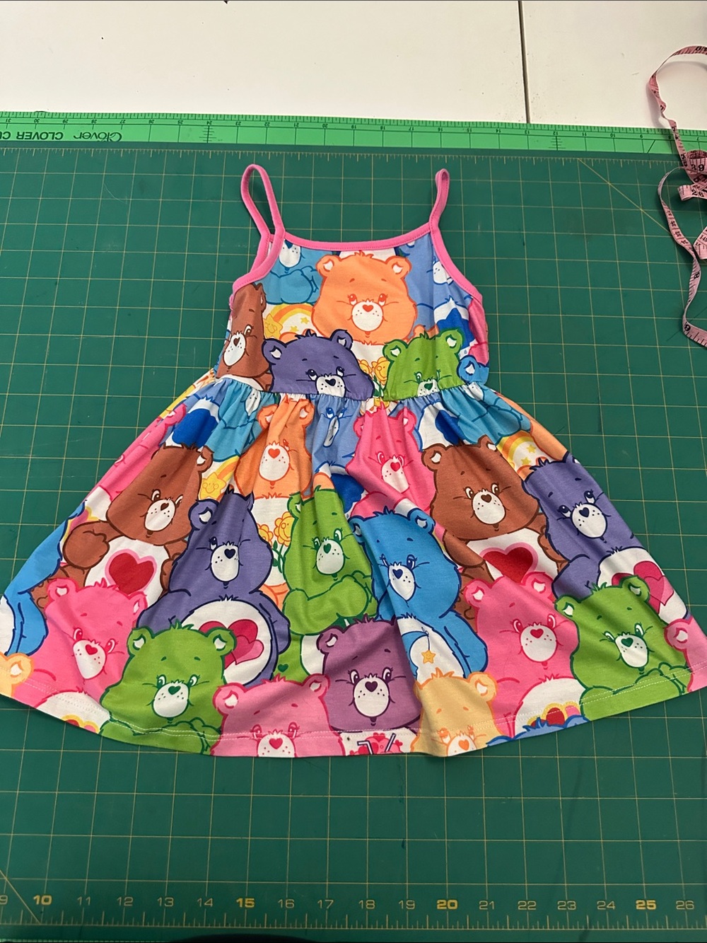 PatPat Multicolor Care Bears Print Spaghetti Strap Dress - Pink Trim - Picture 1 of 1